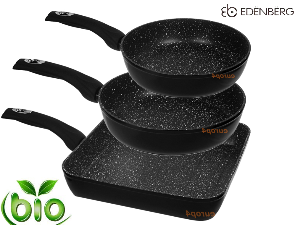 Patelnia marmurowa Edenberg EB 1732 3szt Ceramiczna Indukcja Granitowa