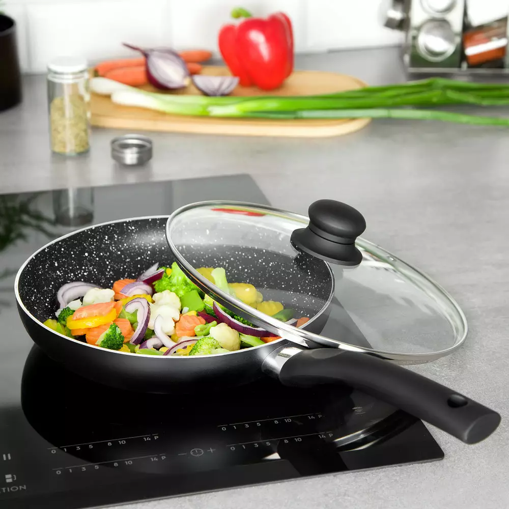 Patelnia z pokrywką 22cm ceramiczna granitowa KH 3956 Kinghoff