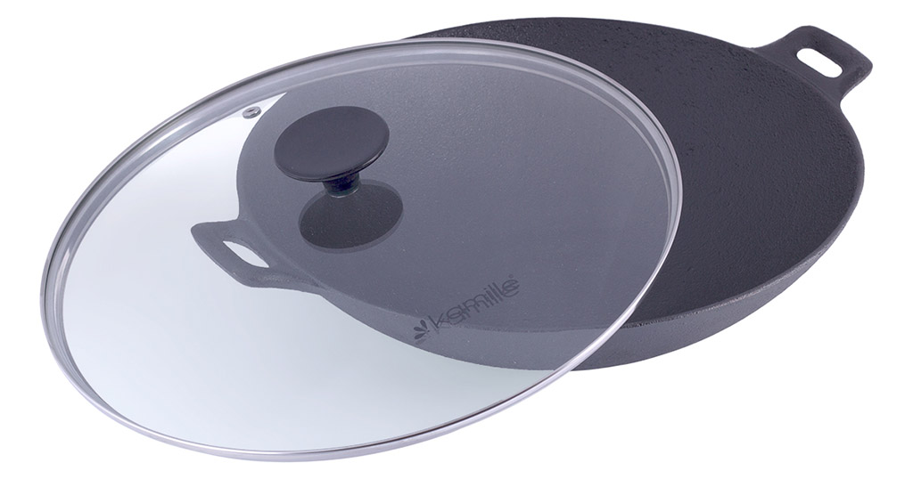 Żeliwny wok z pokrywką Kamille KM 4814V