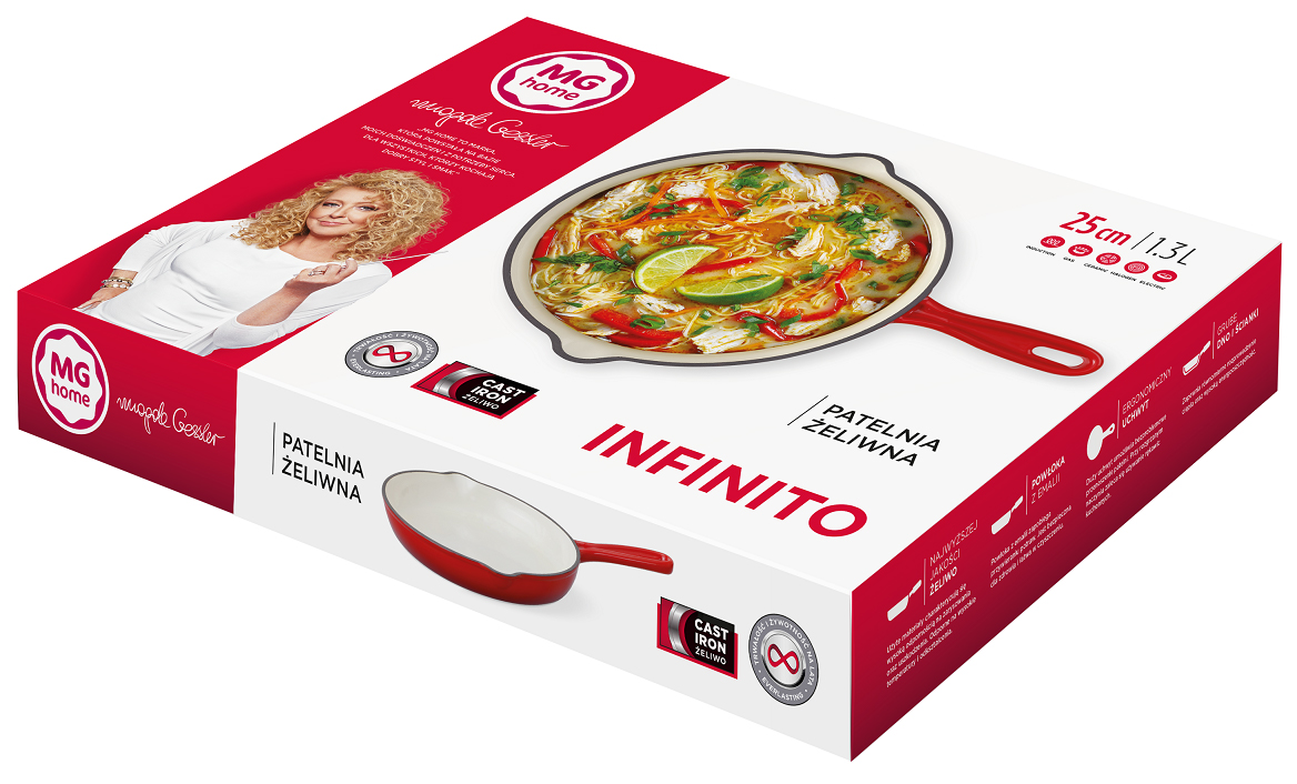 Patelnia żeliwna MG home Immortale 25 cm z powłoką emaliowaną